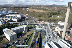 The adjacent Tullis Russell paper mill and former coal-fired power plant