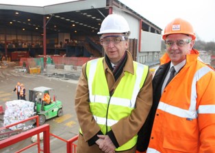 (l-r) Councillor Alan Clark and Wastecycles Kevan Wilcockson at the site of the new recycling plant